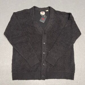 Levis Cardigan Sweater Men Large Gray Coit Boxy Relaxed Wool Alpaca Knit Grandpa